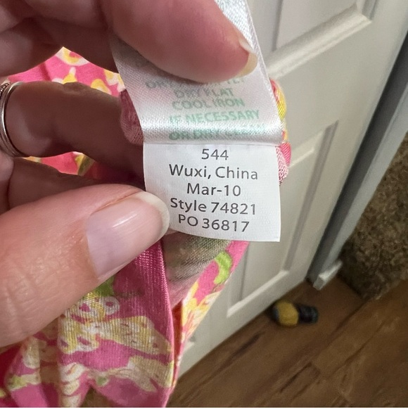 Lilly Pulitzer Claire Dress Silk Blend Queen Anne Lace Print Size Medium V-Neck - Picture 8 of 8